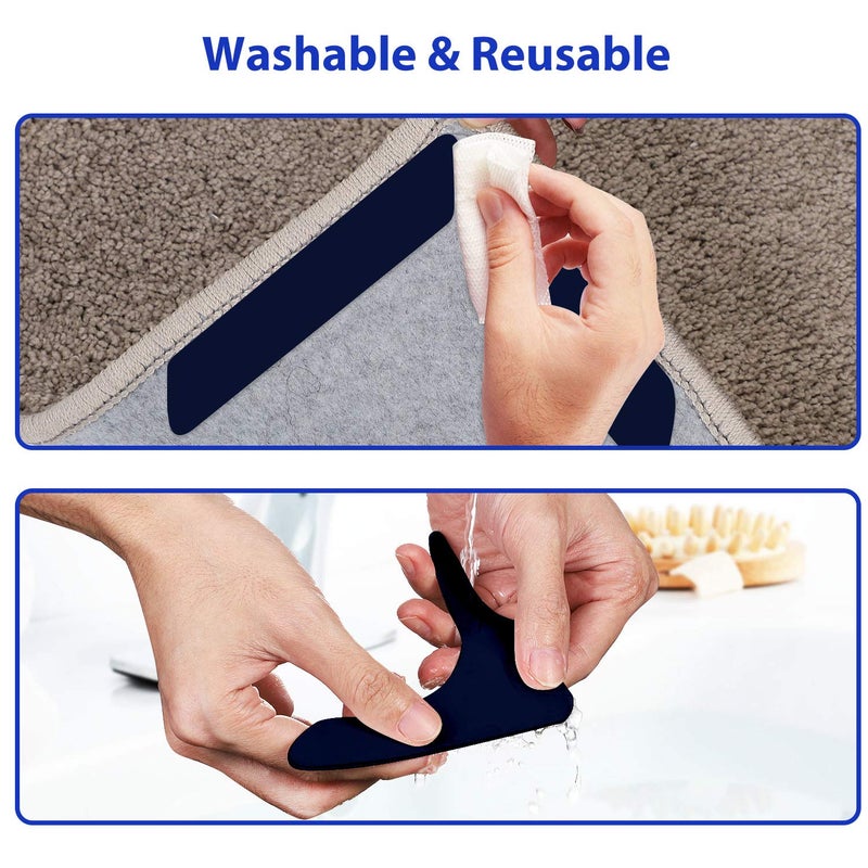 Sollifa 16 Pcs Rug Tape, Dual Sided Washable Removable Prevent Curling Rug Corner Holder, Keep Rug in Place Non Slip Adhesive Rug Stopper for Hardwood Floors and Tile - Image 3
